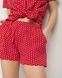 Жіночий червоний комплект з шортиками - дрібні сердечки Фото товару 9 з 10