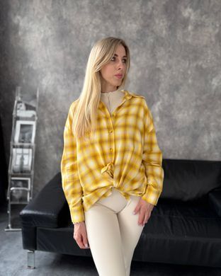 Сорочка в клітку 50538 Жовтий розмір 36