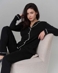 Женский комплект со штанами Ozkan - однотонный черный Фото товара - Интернет-магазин Zaragoza