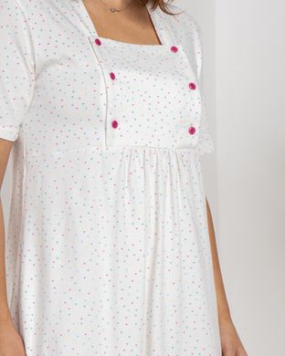 Сорочка для беременных - белая с цветным горошком, Белый, s