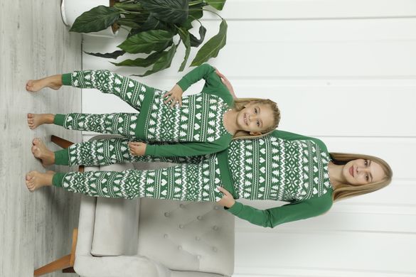 Пижама на девочку-подростка с брюками - Новогодний орнамент - Family look для семьи, Темно-синий, 8-9