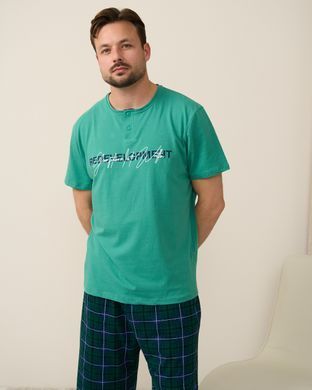 Мужской комплект Plus Size - шорты в клетку Бирюзовый 2xl