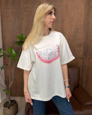 Футболка oversize Dragon fruit 26004 Молочний в універсальному розмірі