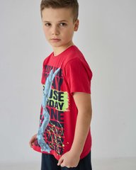 Подростковый комплект с шортами на мальчика - Скейт - Family look папа/сын, Красный, 8-9