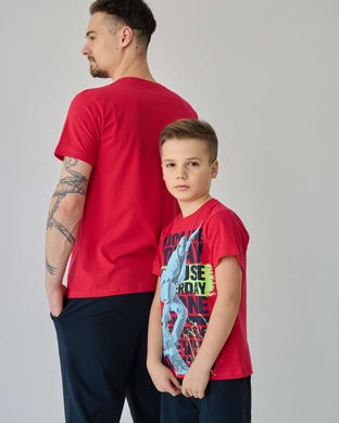 Підлітковий комплект з шортами на хлопчика - Скейт - Family look батько/син, Червоний, 8-9