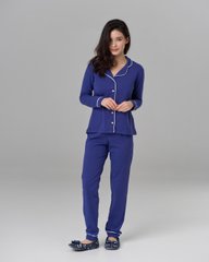 Женский комплект со штанами Ozkan - однотонный синий Фото товара - Интернет-магазин Zaragoza