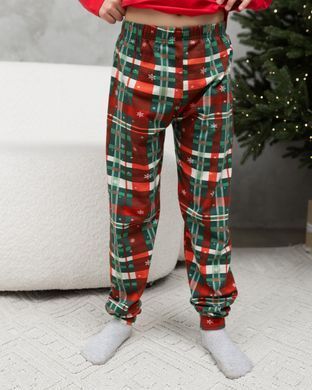 Дитяча піжама для хлопчика зі штанами Новорічна Love Family look для родини, Червоний, 3-4