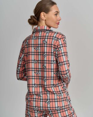 Жіноча піжама на ґудзиках зі штанами - Клітинка з метеликами Фото товару - Інтернет-магазин Zaragoza
