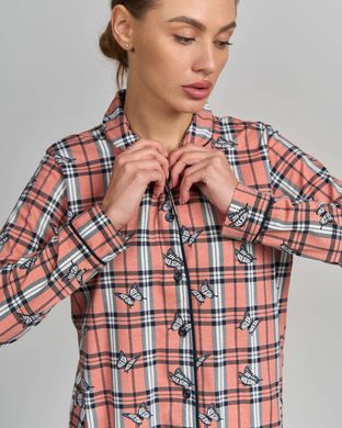 Женская пижама на пуговицах со штанами - Клетка с бабочками Фото товара - Интернет-магазин Zaragoza