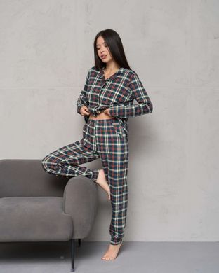 Женская пижама на пуговицах - в клетку - Family look для пары Фото товара - Интернет-магазин Zaragoza