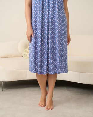 Сорочка на широких бретелях Plus Size - сердечки - Віскоза Синій 3xl