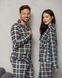 Женская пижама на пуговицах - в клетку - Family look для пары Фото товара 11 из 15