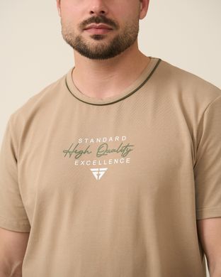 Мужской комплект с однотонными шортами - Plus Size Светло-коричневый 2xl
