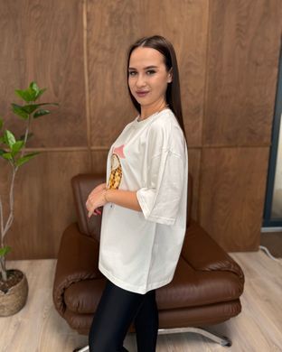 Футболка oversize Кокосовый коктейль 26027 Молочный в универсальном размере