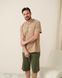 Мужской комплект с однотонными шортами - Plus Size Светло-коричневый 2xl Фото товара 2 из 6