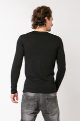 Мужская футболка з V-образным вырезом - длинный рукав, Чорний, s