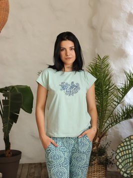 Женский комплект с капри Happy Times 82563 Бирюзовый S Фото товара - Интернет-магазин Zaragoza