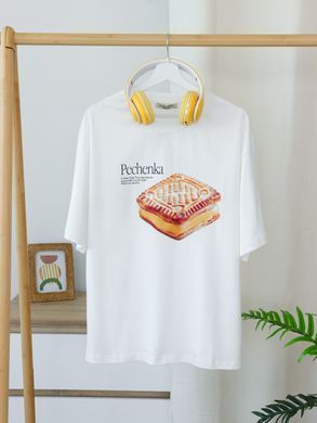 Футболка oversize Pechenka 26003 Молочный в универсальном размере