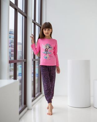 Підліткова піжама на дівчинку, рожева з феєю, Рожевий, 8-9