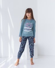 Пижама для девочки со штанами - Adorable Panda, Темно-бірюзовий, 8-9