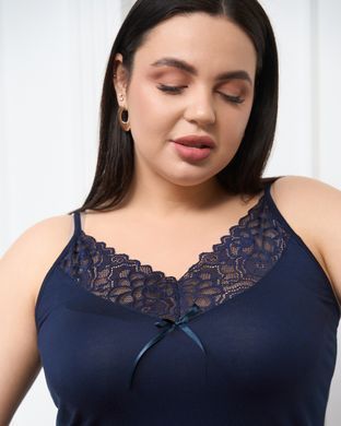 Віскозна однотонна піжама з шортиками - Plus Size Темно-синій 2xl