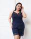 Віскозна однотонна піжама з шортиками - Plus Size Темно-синій 2xl Фото товару 2 з 7