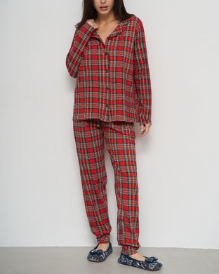 Женская пижама на пуговицах со штанами - красная клетка Фото товара - Интернет-магазин Zaragoza