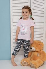Пижама на девочку с капри - Лебедь, Світло-рожевий, 3-4