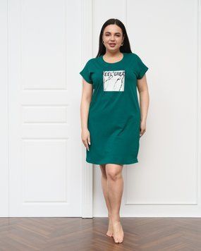 Жіноча туніка з коротким рукавом Plus Size - Feel great Темно-бірюзовий 4xl
