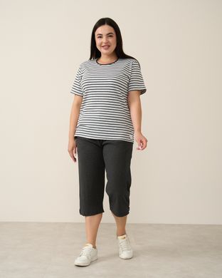 Комплект женский с капри Plus Size - в рубчик полоска Светло-серый 2xl