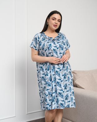 Вискозная сорочка Plus Size в мелкие веточки Темно-бирюзовый 2xl