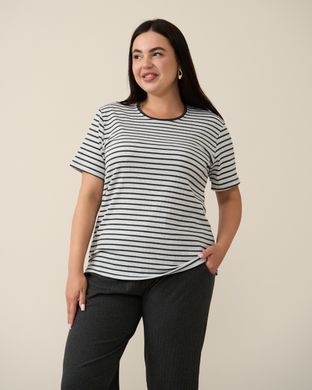 Комплект женский с капри Plus Size - в рубчик полоска Светло-серый 2xl