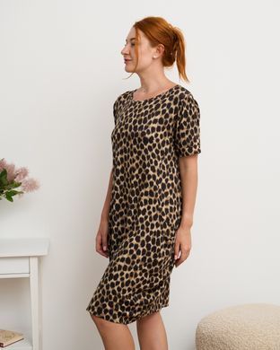 Туника свободного кроя с карманами Plus Size - леопард Коричневый 2xl