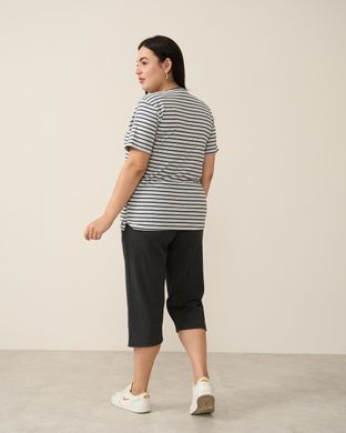 Комплект женский с капри Plus Size - в рубчик полоска Светло-серый 2xl