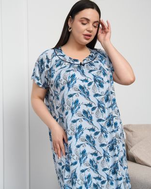 Вискозная сорочка Plus Size в мелкие веточки Темно-бирюзовый 2xl