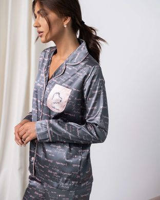 Женская пижама на пуговицах - мелкие надписи Фото товара - Интернет-магазин Zaragoza