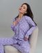 Жіноча піжама на ґудзиках зі штанами - бузкова в горошок Фото товару 3 з 8