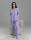 Женская пижама на пуговицах со штанами - сиреневая в горошек Фото товара 4 из 8
