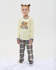 Підлітковий комплект на дівчинку зі штанами в клітинку - Ведмедик