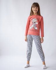 Пижама на девочку со штанами в клетку - cute cow, Теракотовий, 3-4
