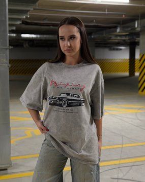 Футболка oversize Driving 26031 Світло-сірий в універсальному розмірі