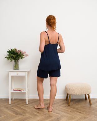 Віскозна однотонна піжама з шортами - Plus Size Темно-синій 2xl