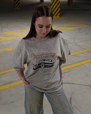 Футболка oversize Driving 26031 Светло-серый в универсальном размере
