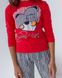 Підліткова піжама зі смугастими штанами - ведмедик - Family look мама/донька Фото товару 6 з 8