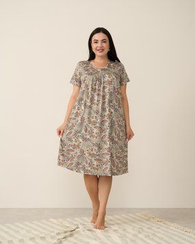 Вискозная сорочка Plus Size - Турецкий огурец Светло-коричневый 3xl