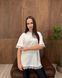 Футболка oversize с кружевом 26005-1 Молочный в универсальном размере Фото товара 6 из 8
