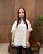 Футболка oversize с кружевом 26005-1 Молочный в универсальном размере Фото товара 2 из 8