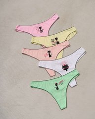 Жіночі стрінги з контрастним обрамленням - котики Фото товару - Інтернет-магазин Zaragoza