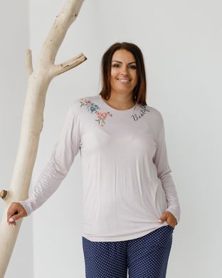 Батальный комплект со штанами в горошек - вискоза, Пудровий, 3xl