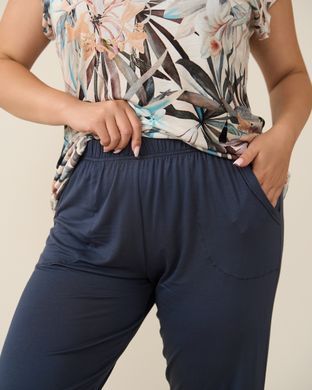 Жіночий комплект Plus Size з капрі - квітковий принт Бежевий l